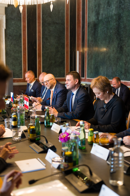 Arbeitsgespräch. Tschechische Delegation unter der Leitung des Außenministers der Tschechischen Republik Petr Macinka (2. von rechts)