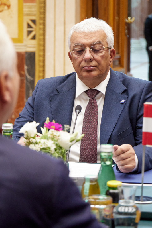 Arbeitsgespräch. Präsident des Parlaments von Montenegro Andrija Mandić