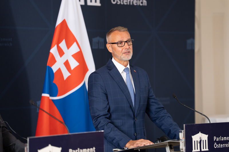 Pressestatement. Präsident des slowakischen Nationalrats Richard Raši
