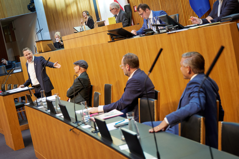 Am Rednerpult: Nationalratsabgeordneter Michael Schnedlitz (FPÖ)