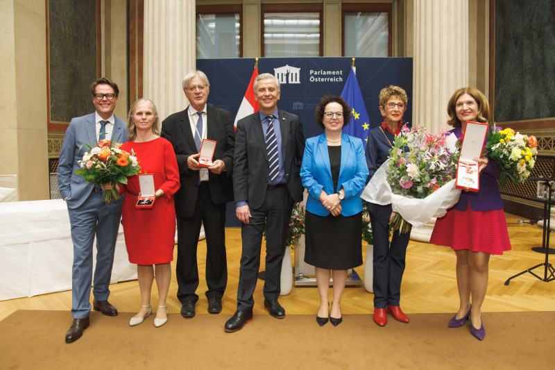 Gruppenfoto. Von links: Stadtrat Jürgen Czernohorszky, Bundesrätin Daniela Gruber-Pruner (SPÖ), Bundesrat a.D. Stefan Schennach (SPÖ), Josef Taucher, Fraktionsvorsitzender im Wiener Landtag, Bundesratspräsidentin Christine Schwarz-Fuchs (ÖVP), Ingrid Korosec; Bundesrätin Andrea Eder-Gitschthaler