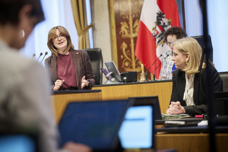 Am Rednerinnenpult Bundesrätin Julia Deutsch