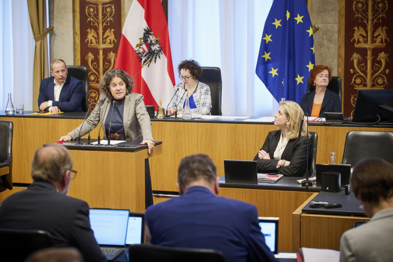 Am Rednerinnenpult Bundesrätin Elisabeth Kittl