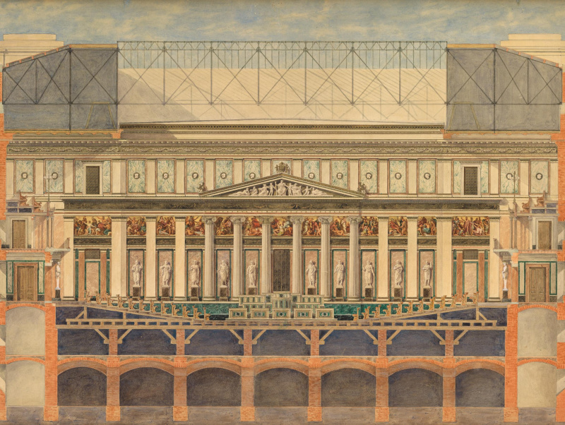 Reichsratsgebäude, Schnitt Sitzungssaal Abgeordnetenhaus