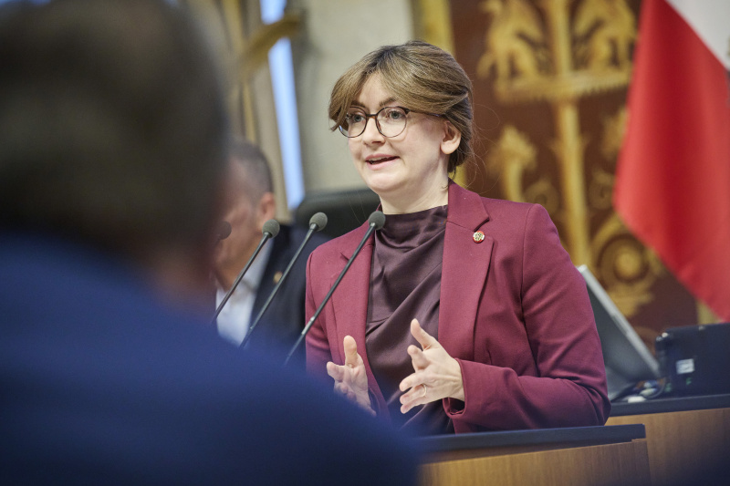 Am Rednerinnenpult Bundesrätin Julia Deutsch (NEOS)