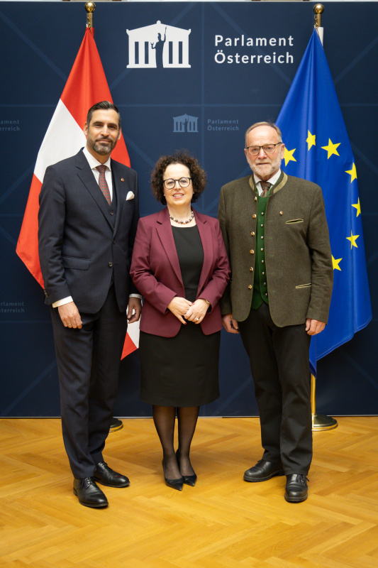 Von links: Bundesratsvizepräsident Daniel Schmid (SPÖ), Bundesratspräsidentin Christine Schwarz-Fuchs (ÖVP), Bundesratspräsident Silvester Gfrerer (ÖVP)