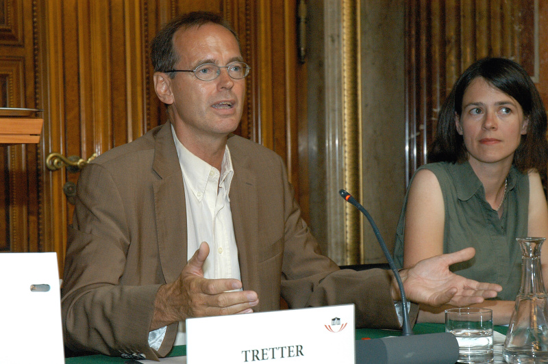 v.li. Hannes Tretter (Ludwig Boltzmann Institut für Menschenrecht), Elisabeth Ebner (Generalsekretärin der österreichischen Liga für Menschenrechte).