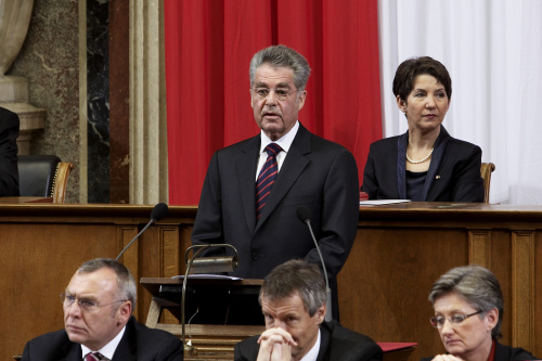 Bundespräsident Dr. Heinz Fischer am Rednerpult.