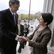 v.li. Danilo Türk (slowenischer Staatspräsident) begrüßt Nationalratspräsidentin Barbara Prammer.