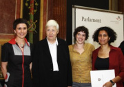 v.li. Preisträgerin Dr. Heidi Niederkofler, erste Bundesministerin für Frauen a.D. Johanna Dohnal, Preisträgerin Maria Hörtner, Preisträgerin Faika Anna El-Nagashi.
