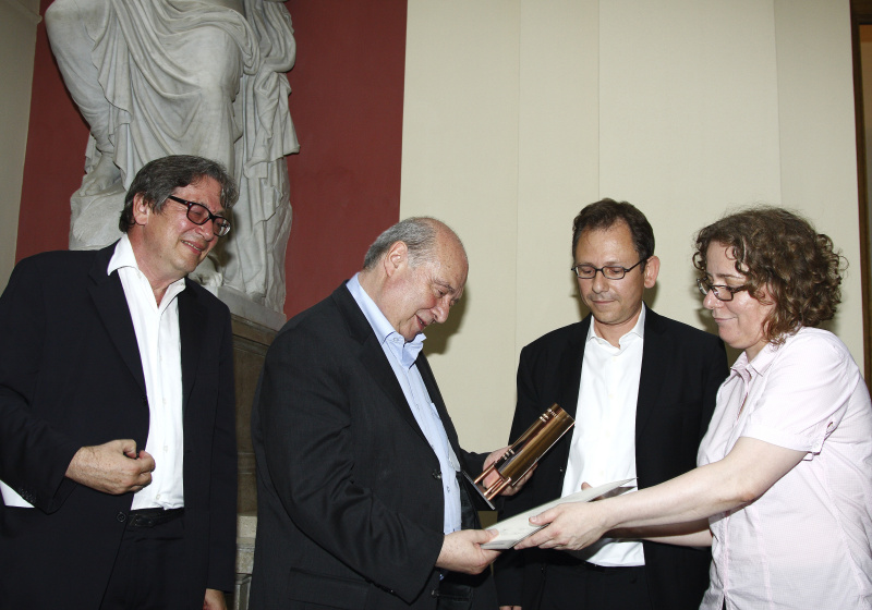 v.li. Bundesminister a.D. Ferdinand Lacina, Preisträger Rudolf Gelbard, die Sprecher des republikanischen Clubs - Neues Österreich Autor Doron Rabinovici und Sibylle Summer.