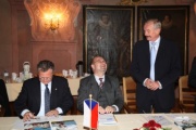 v.li. Botschafter der tschechischen Republik Dr. Jan Koukal, ein Veranstaltungsteilnehmer, Senatsvorsitzender des tschechischen Parlaments Premysl Sobotka.