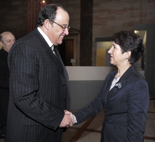 Nationalratspräsidentin Mag.a Barbara Prammer begrüßt den marokkanischen Außenminister Taïb Fassi Fihri;
