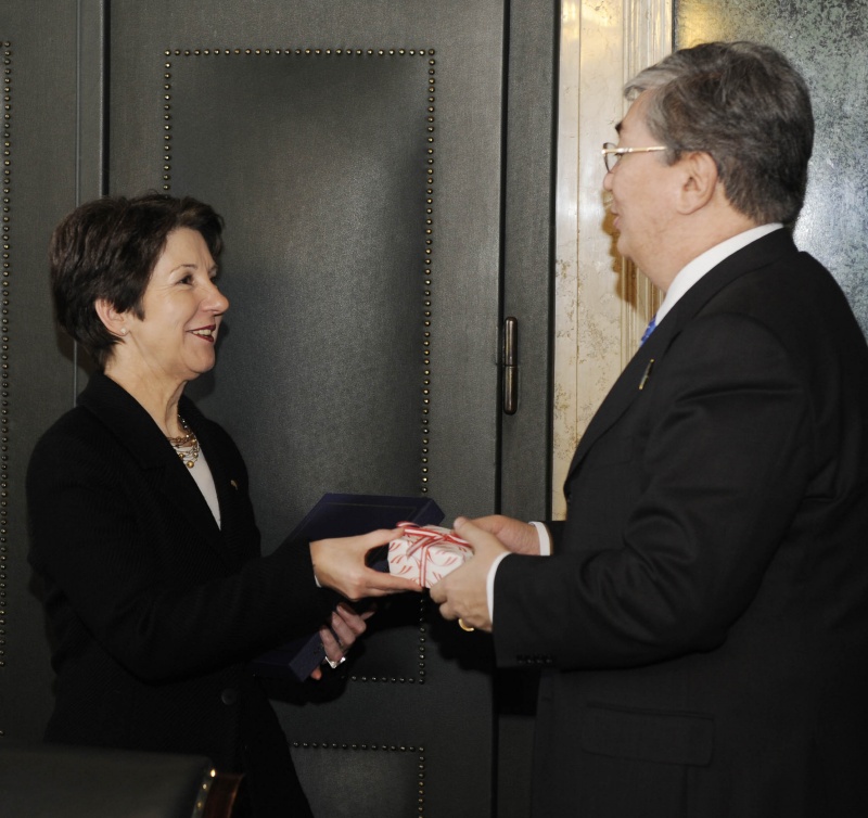 v.li Nationalratspräsidentin Mag.a Barbara Prammer und der Senatspräsident von Kasachtan Kassym-Schomart Tokajew