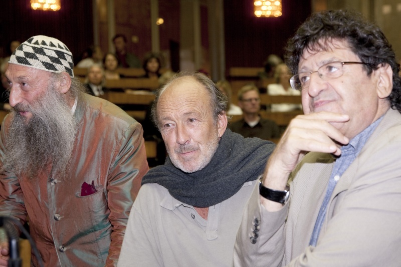 v.li. Fotograf, Miguel Herz-Kestranek und Robert Schindel - Schriftsteller