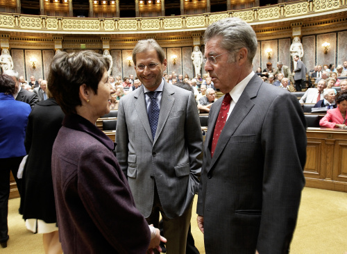 v.li. Nationalratspraesidentin Mag. Barbara Prammer, Wissenschaftsminister Dr. Johannes Hahn und Bundespräsident Dr.Heinz Fischer.