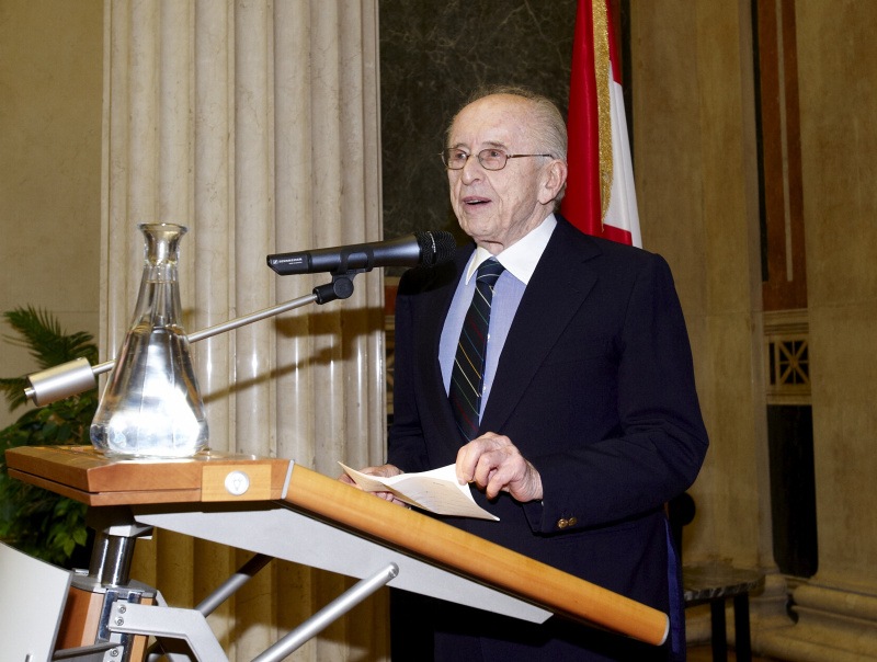 Eric Pleskow, Präsident des Wiener Filmfestivals Viennale,  am Rednerpult
