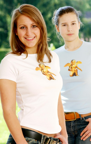 T-Shirt für Damen (mit Engel- oder Löwenmotiv, diverse Größen und Farben