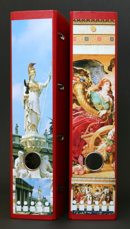 Ordnerrücken selbstklebend (Motive: Das Parlament, Der Friede – Friesdetail aus dem Historischen Sitzzungssaal)