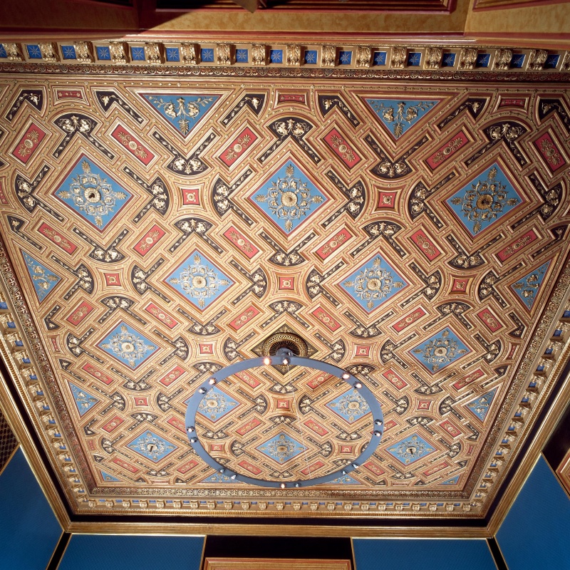 Decke des Rauch- und Spielsalons aus Stuck, Bel Etage.