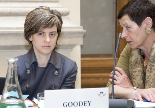 v.li. Jo Goodey - Leiterin der Forschungsabteilung der EU-Grundrechteagentur und Veranstaltungsteilnehmerin