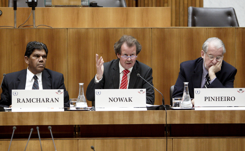 v.li.: Bertrand Ramcharan - Former UN Deputy Hich Commissioner for Human Rights, Manfred Nowak - UN Special Rapporteur on Torture and other Cruel, Inhuman or Degrading Treatment or Punishment und Paulo Sergio Pinheiro - Rapporteur on Children, Inter-Amercian Commision on Human Rights