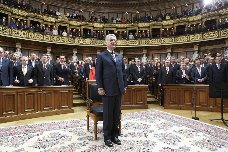 Bundespräsident Dr. Heinz Fischer während der Verlesung der Gelöbnisformel