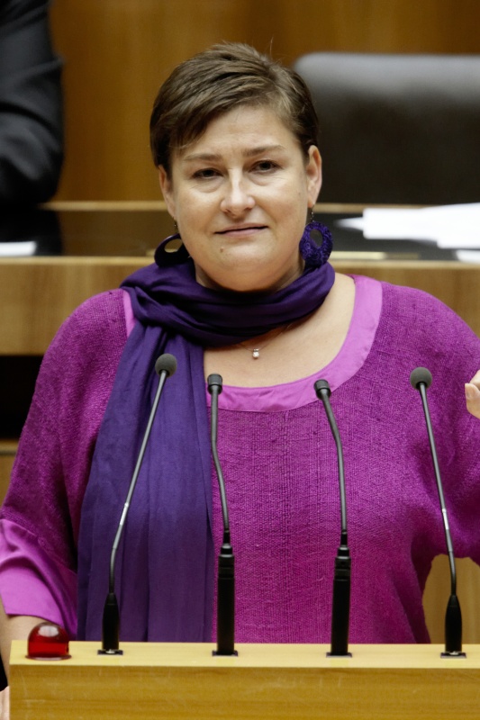 Petra Bayr, Nationalratsabgeordnete der SPÖ, am Rednerpult.