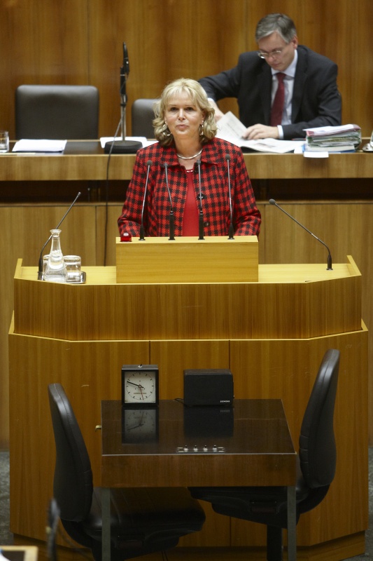 Andrea Gessl-Ranftl, Nationalratsabgeordnete der SPÖ, am Rednerpult. Auf der Regierungsbank Alois Stöger - Bundesminister für Gesundheit.