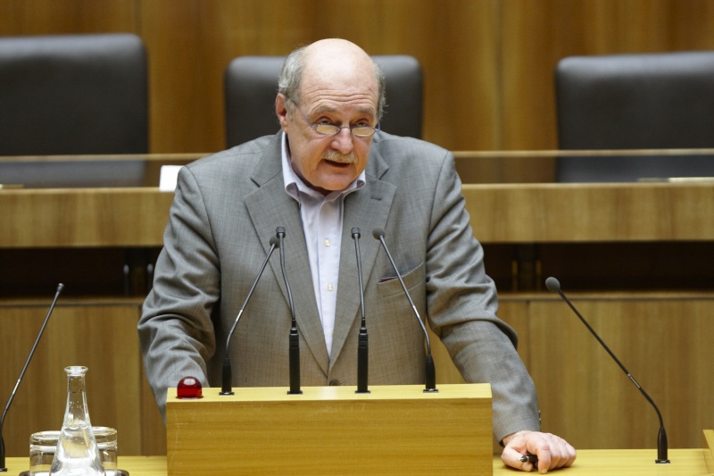 Dr. Kurt Grünewald, Nationalratsabgeordneter der Grünen, am Rednerpult.