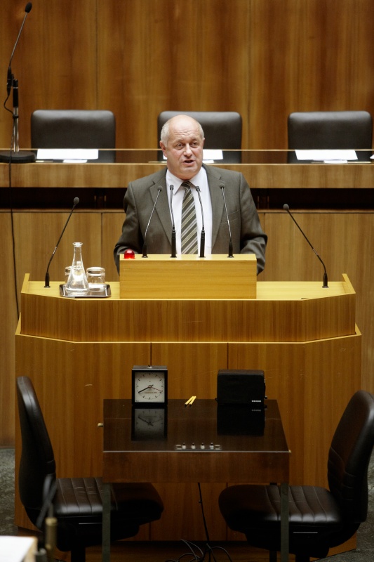 Erwin Hornek , Nationalratsabgeordneter der ÖVP, am Rednerpult.
