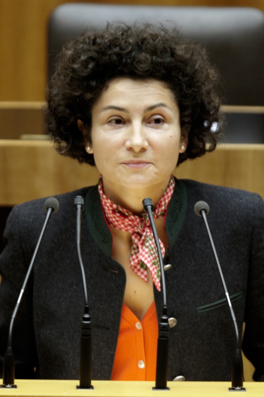Mag. Alev Korun,  Nationalratsabgeordnete der Grünen, am Rednerpult.