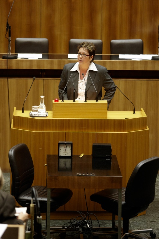 Angela Lueger, Nationalratsabgeordnete der SPÖ, am Rednerpult.