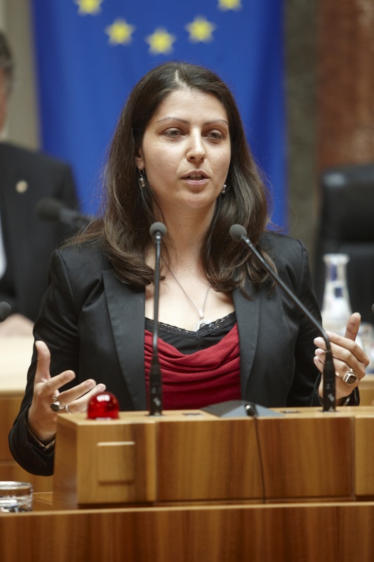 Mag. Muna Duzdar, Bundesratsmitglied der SPÖ, am Rednerpult.