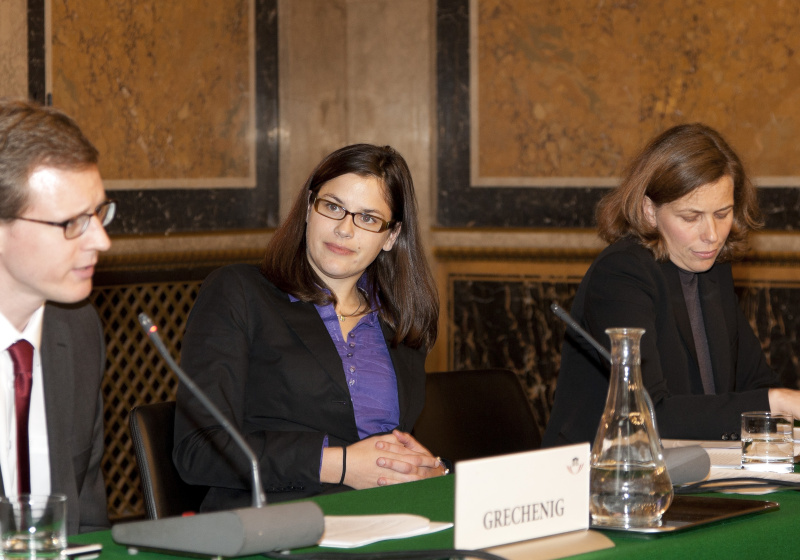v.li. Dr. Kristoffel Grechenig - Rechtswissenschaftliche Abteilung Univ. St. Gallen, Dr.in Claudia Fuchs - Institut für österreichisches und europäisches öffentliches Recht, WU Wien und Dr.in Iris Eisenberger - Institut für Staats- und Verwaltungsrecht, Univ. Wien