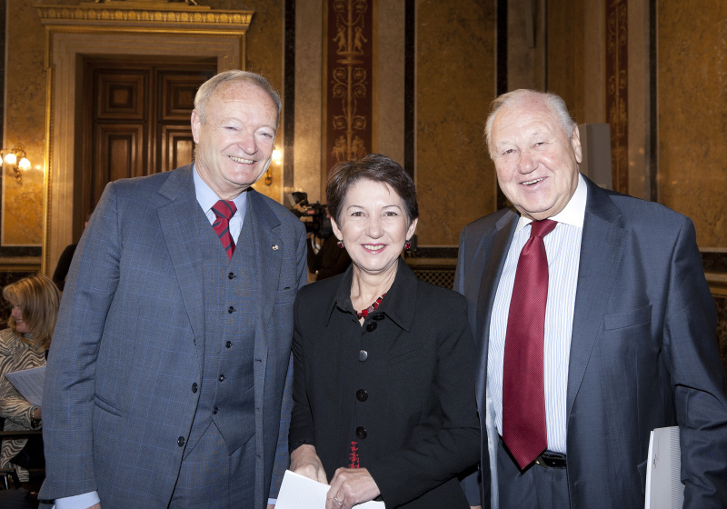 v.li. Univ.Prof. Dr. Andreas Khol - Österreichischer Seniorenrat, Nationalratspräsidentin Mag.a Barbara Prammer und Dr.h.c. Karl Blecha - Österreichischer Seniorenrat