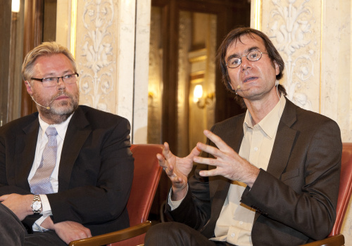 v.li. Helmut Spudich - Autor und Journalist und  Stefan Klein - Wissenschaftsautor