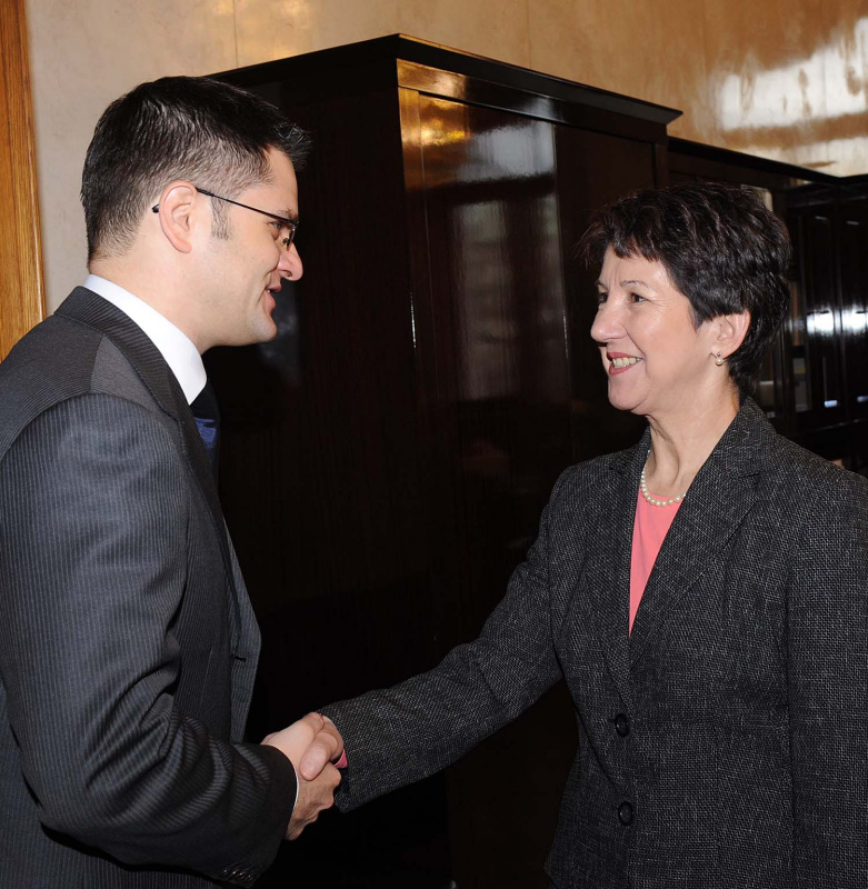 Nationalratspräsidentin Mag.a Barbara Prammer begrüßt den serbischen Außenminister Vuk Jeremić