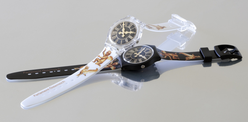 Herrenarmbanduhr, Damenarmbanduhr, schwarz, weiss