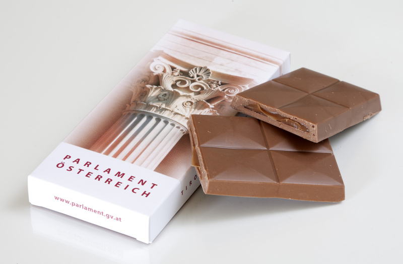 Schokolade, Karamell, Kartonverpackung