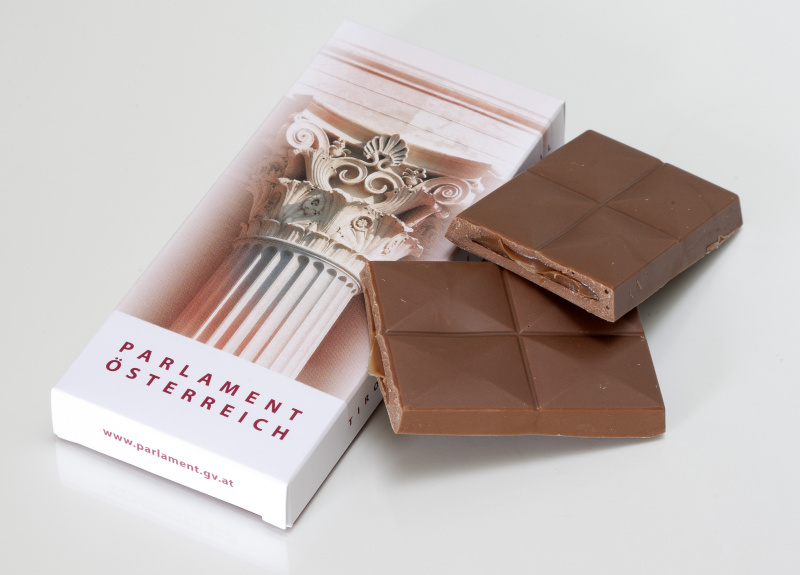 Schokolade, Karamell, Kartonverpackung