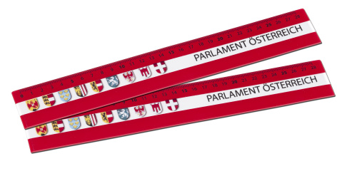 Lineal flexibel, rot weiß rot, Parlament, Logo, Wappen