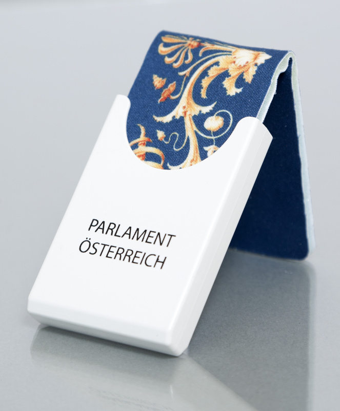 Brillenputztuch blau/gold