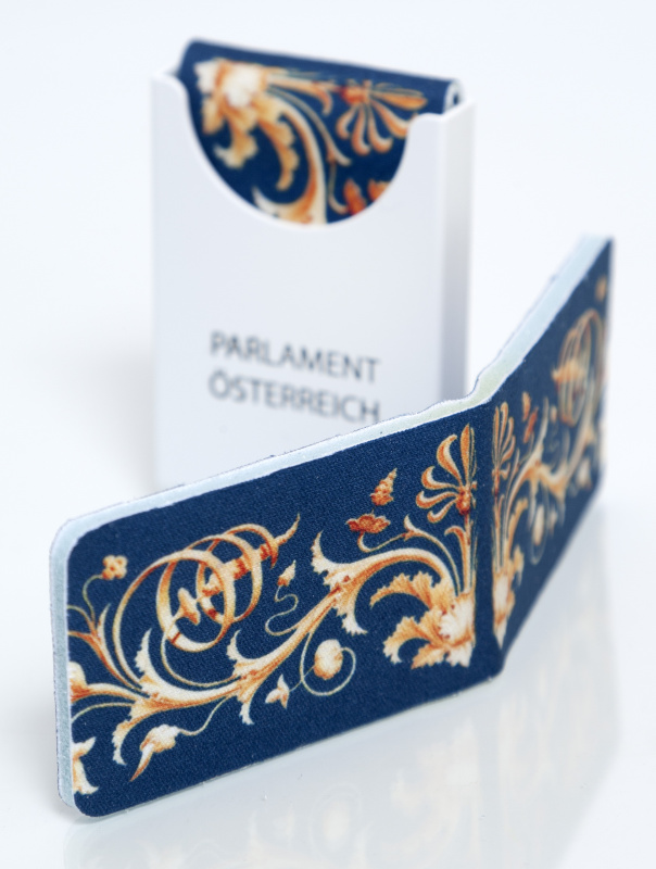 Brillenputztuch blau/gold