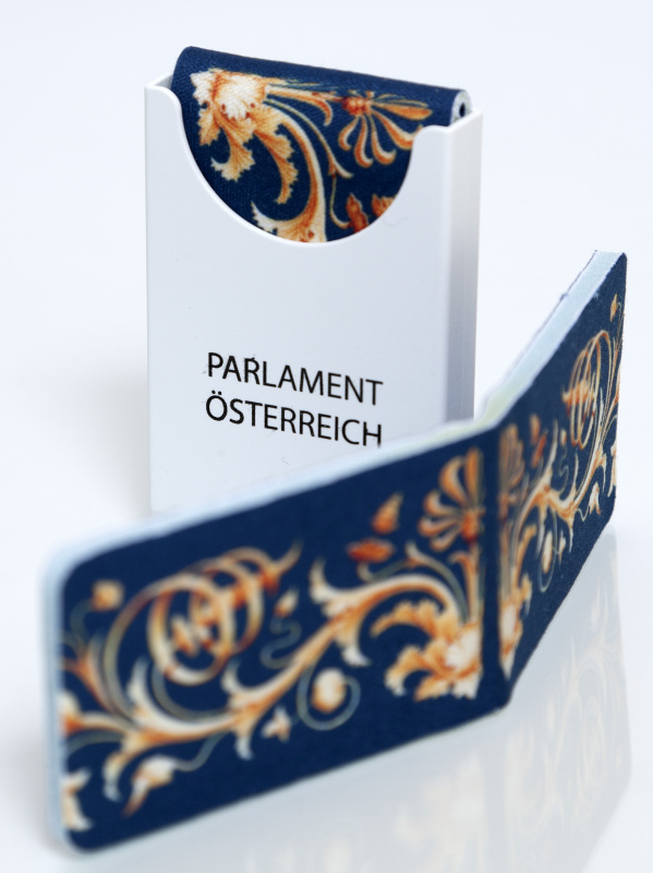 Brillenputztuch blau/gold