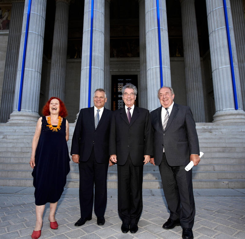 v.li; Waltraud Cooper - Künstlerin,  Gottfried Kneifel - Bundesratspräsident, Dr. Heinz Fischer - Bundespräsident und Fritz Neugebauer - Zweiter Nationalratspräsident