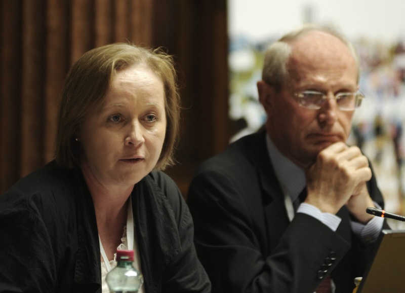 v.li. Gertrude Klaffenböck - FIAN Österreich und Jean Feyder - Botschafter und Ständiger Vertreter Luxemburgs bei der WTO