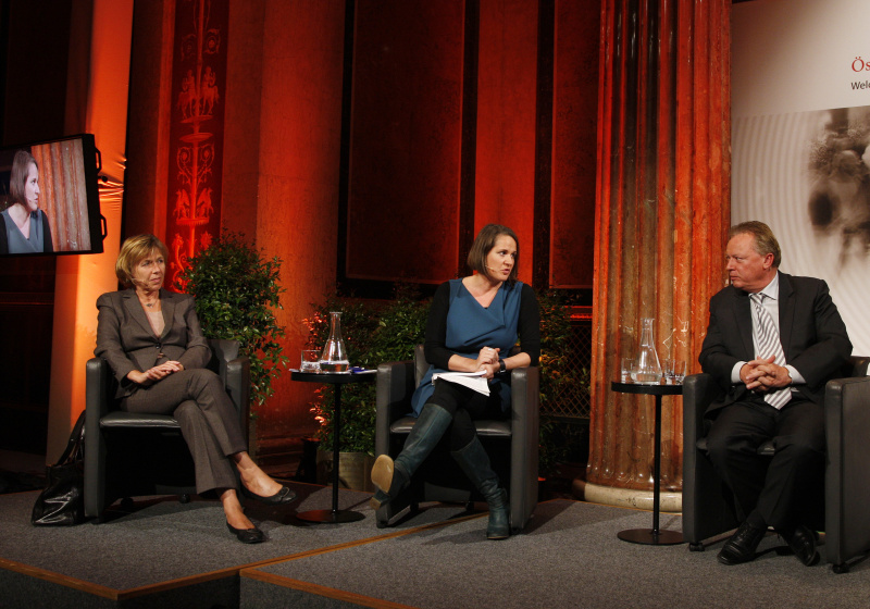 v.li. Dr.in Renate Christ - Generalsekretärin des Intergovernmental Panel on Climate Change, Mag.a Christiane Brunner - Abgeordnete zum Nationalrat und Hannes Weninger - Abgeordneter zum Nationalrat