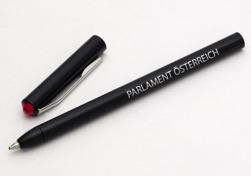 Kugelschreiber, schwarz mit Swarovski-Steinen