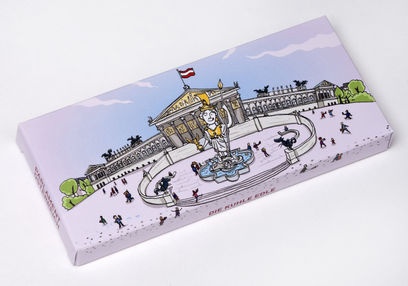 Schokolade, die kuhle Edle - Parlamentsgebäude mit Athenbrunnen